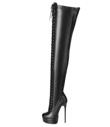 Giaro Black lace-up ultra "Galana MOUCHARDE" thigh boots