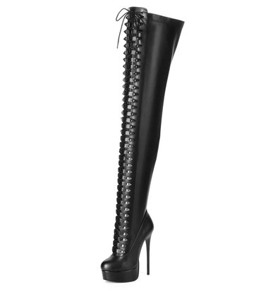 Giaro Black lace-up ultra "Galana MOUCHARD" thigh boots