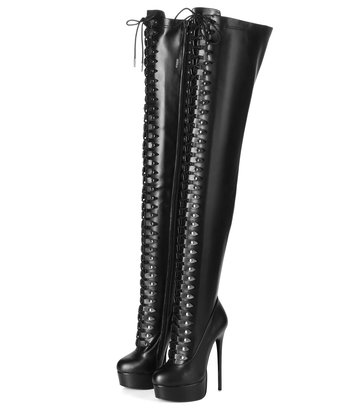 Giaro Black lace-up ultra "Galana MOUCHARDE" thigh boots