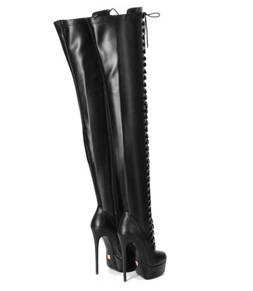 Giaro Black lace-up ultra "Galana MOUCHARD" thigh boots