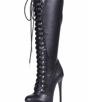 Black lace up Giaro high 16cm heeled knee boots - Giaro High Heels ...