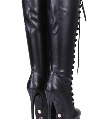 Black lace up Giaro high 16cm heeled knee boots - Giaro High Heels ...