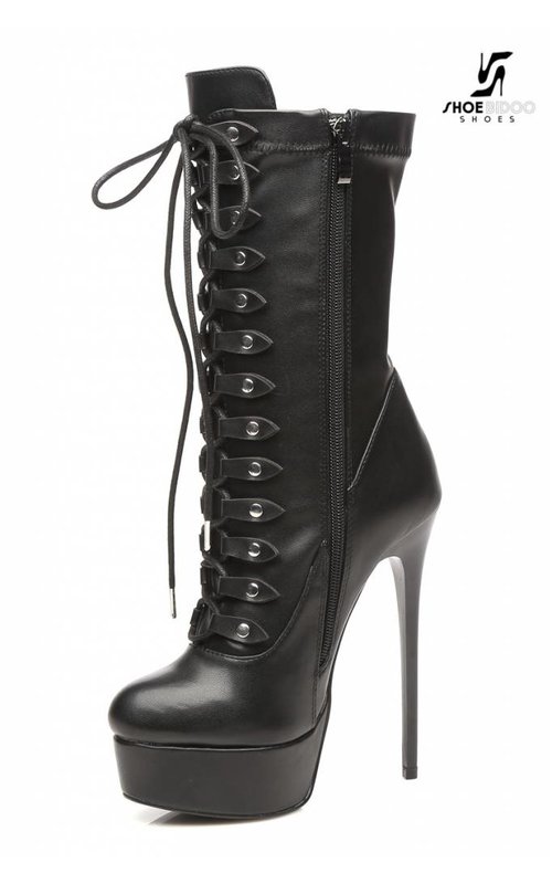 Black lace up Giaro high 16cm heeled ankle boots Giaro High Heels Official store All Vegan High Heels