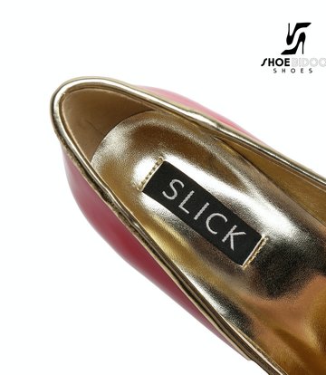 SLICK Red shiny Giaro ultra Fetish platform pumps with gold heels