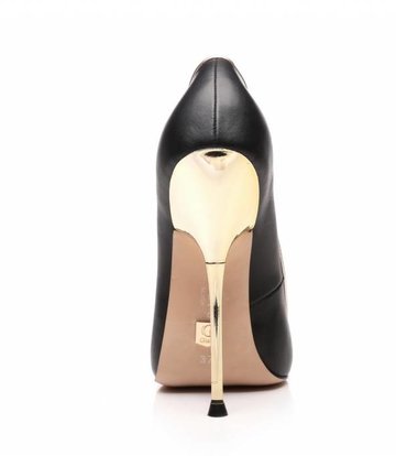 Giaro Black fetish pumps with ultra high gold metal heels-OUTLET