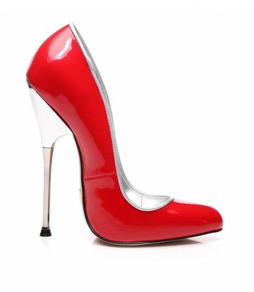 Giaro Red patent pumps with ultra high silver metal heels