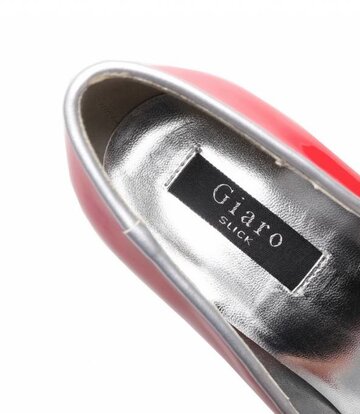 Giaro Red patent pumps with ultra high silver metal heels