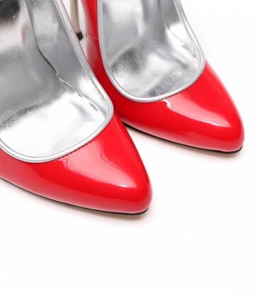 Giaro Red patent pumps with ultra high silver metal heels