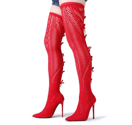 Giaro SARAFINA | RED  | STRETCH THIGH BOOTS