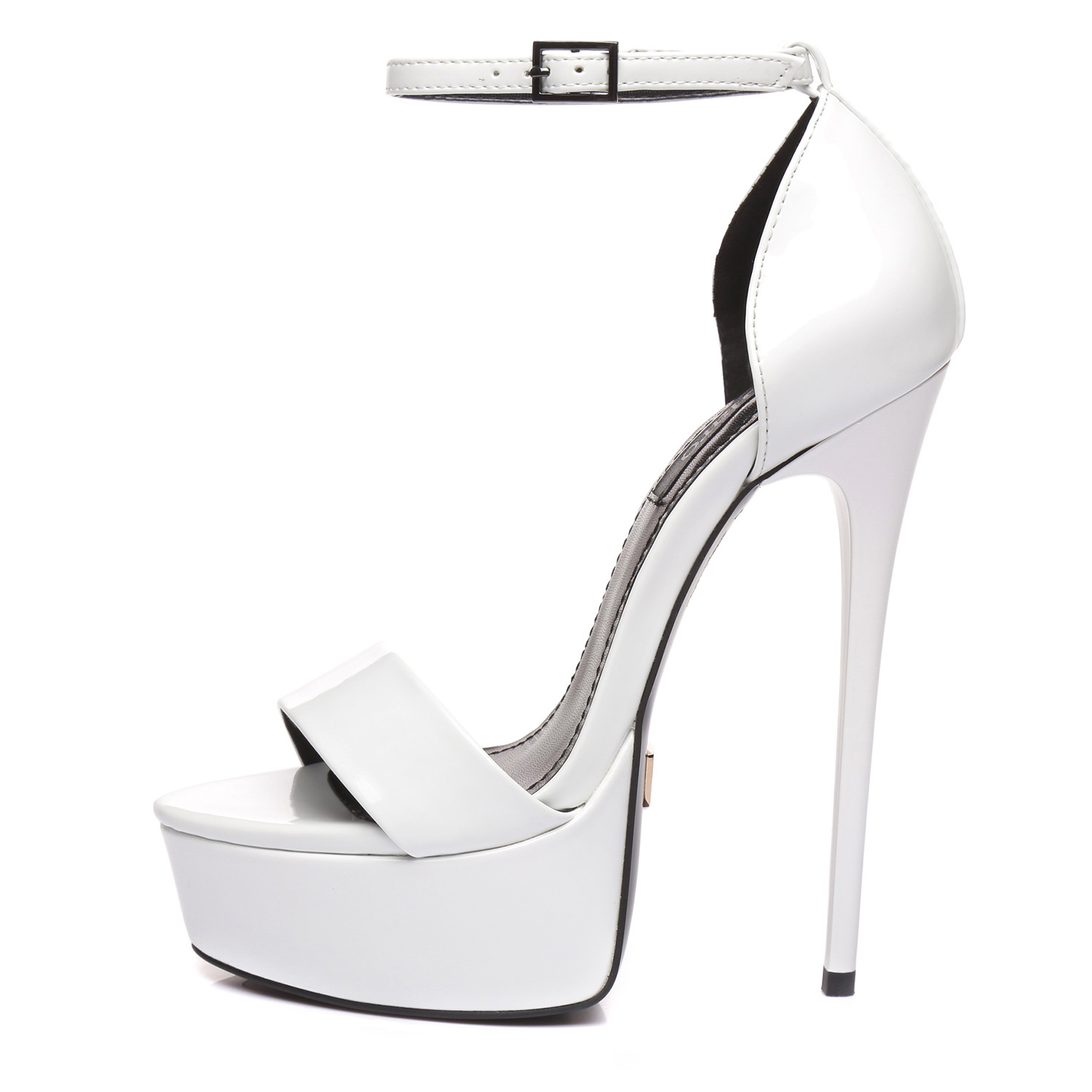 White and black shiny Giaro high 16cm heeled platform sandals - Giaro ...