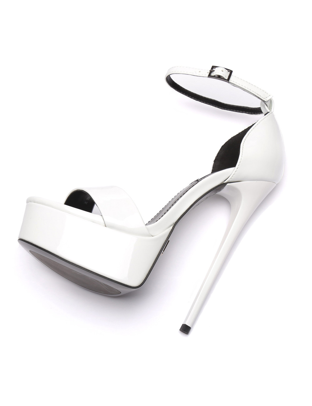 White and black shiny Giaro high 16cm heeled platform sandals - Giaro ...