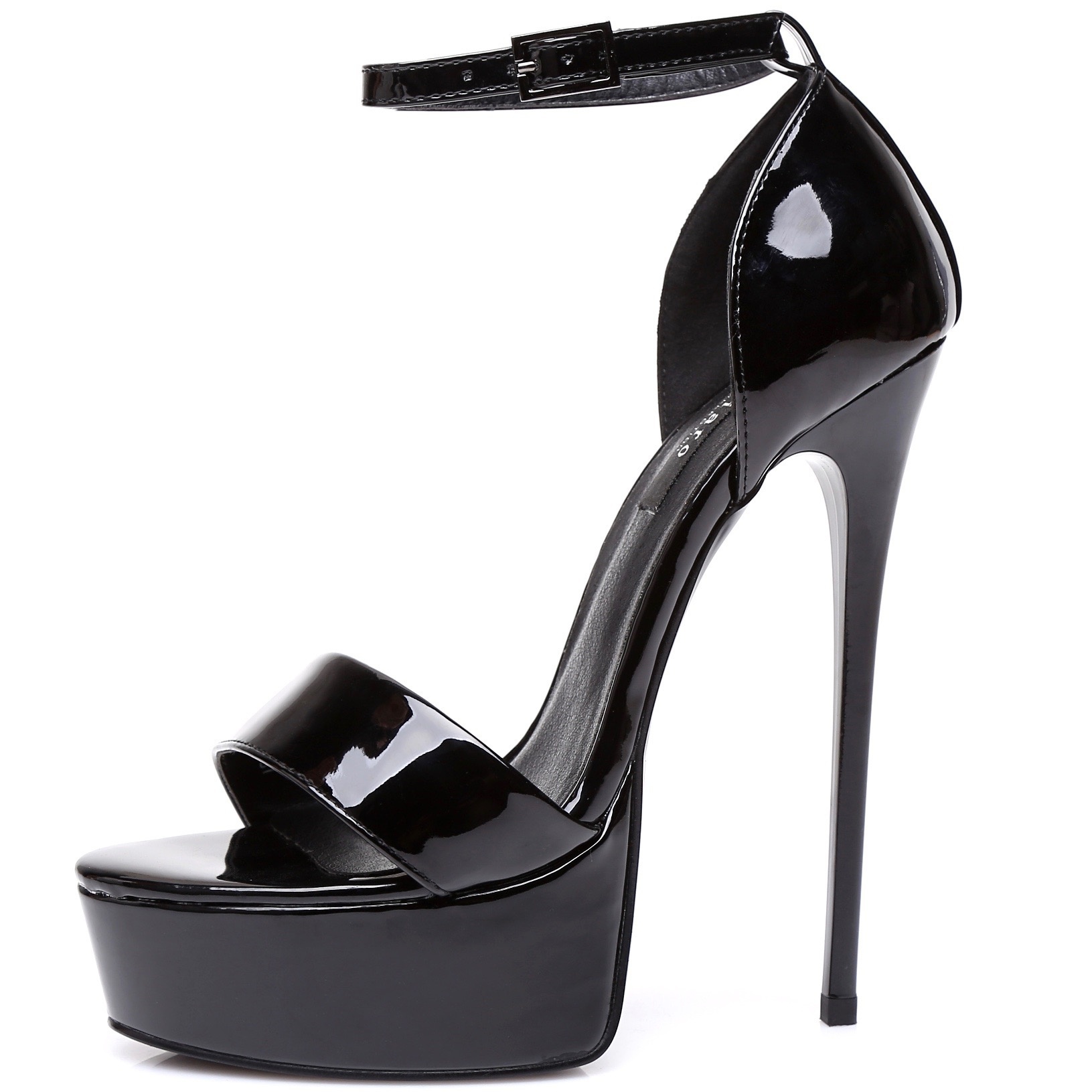 Black shiny Giaro high 16cm heeled platform sandals - Giaro High Heels ...