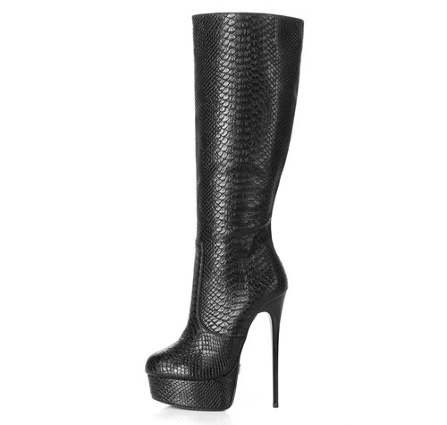 Giaro GALANA 1003 | BLACK SNAKE | PLATFORM KNEE BOOTS