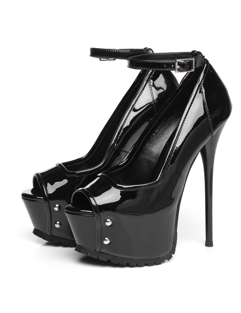 Giaro Black  Giaro "Profile" platform pumps peeptoe