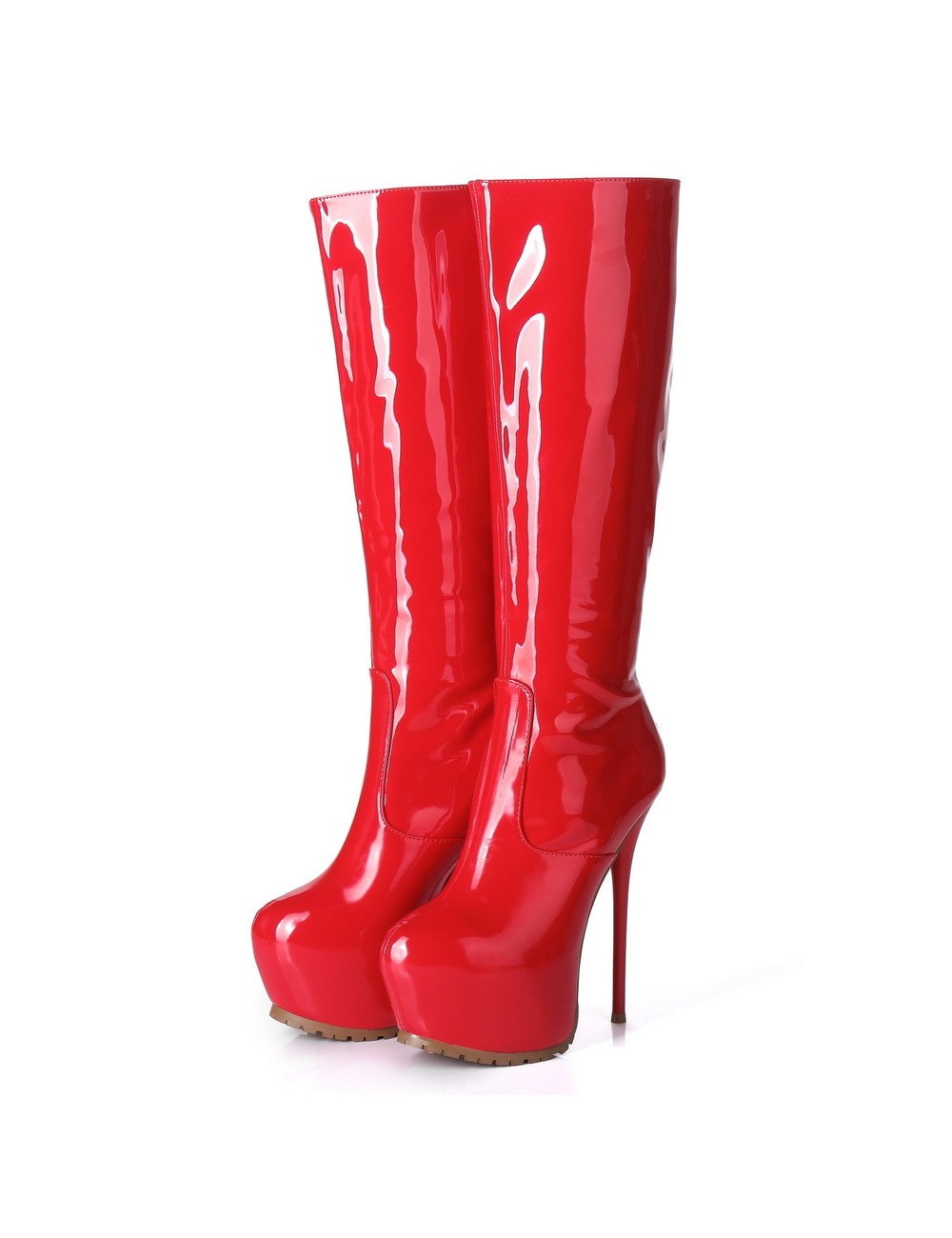 Giaro Giaro Cameron red shiny knee boots - back zipper