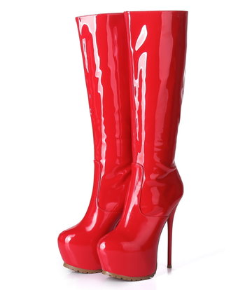 Giaro Giaro Cameron red shiny knee boots - back zipper