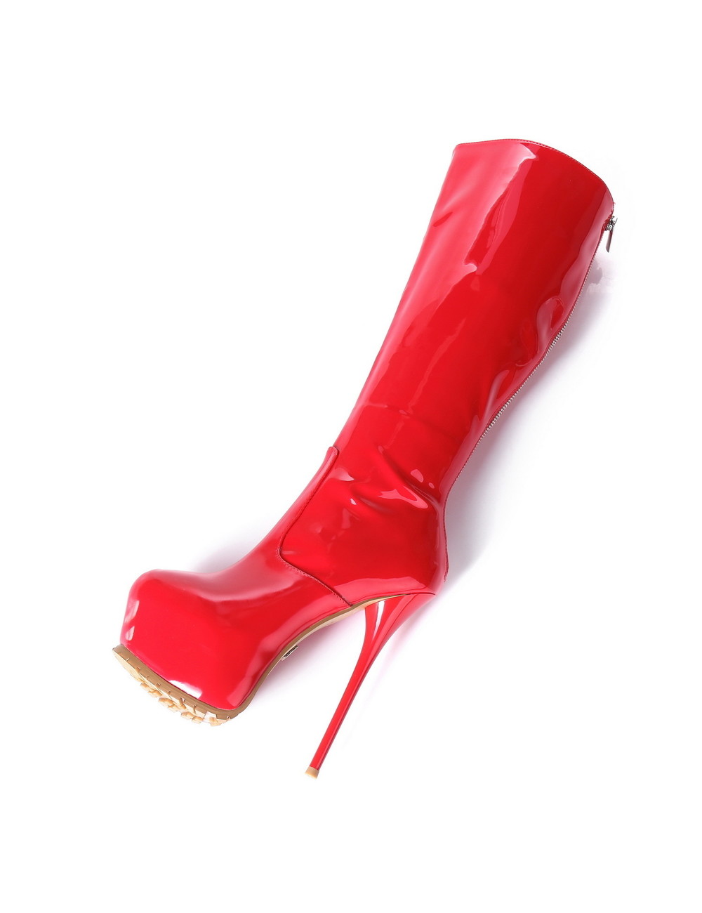 Giaro Giaro Cameron red shiny knee boots - back zipper