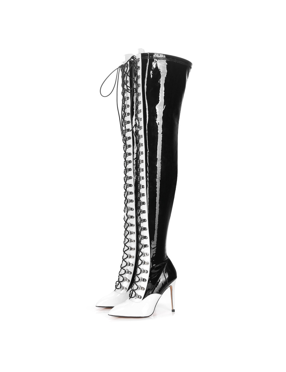 Giaro VERUSKA long lace-up thigh high boots with high heels WHITE