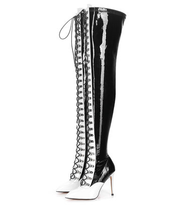 Giaro VERUSKA long lace-up thigh high boots with high heels WHITE