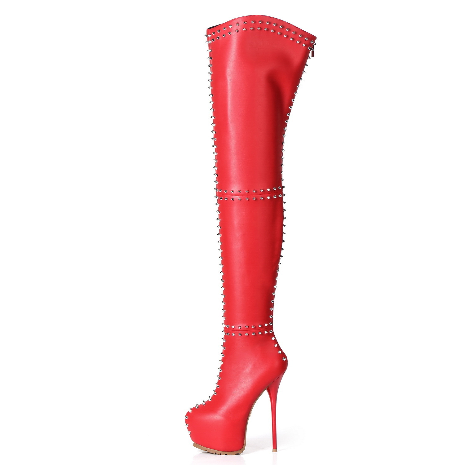 Red studded thigh boots Giaro SOPHIA 16cm heels profile - Giaro High ...