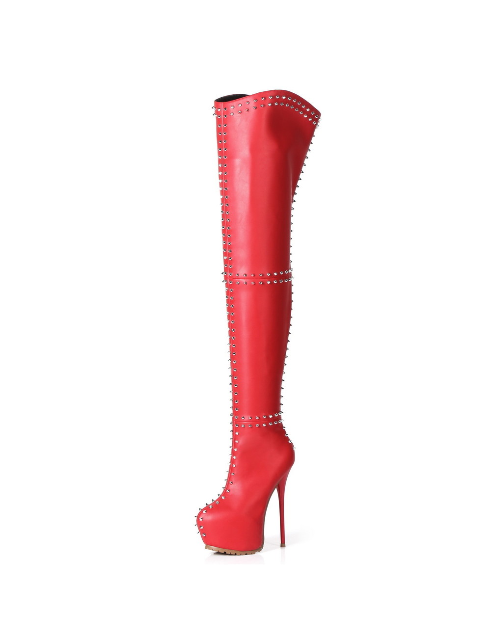Red studded thigh boots Giaro SOPHIA 16cm heels profile - Giaro High ...