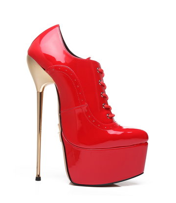 SLICK Red shiny Giaro ultra Fetish platform oxfords with gold heels