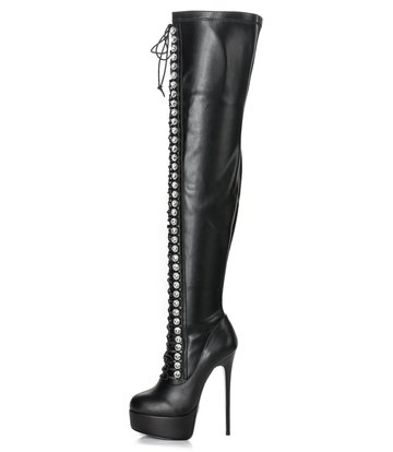 Giaro Black Lace-up Giaro "DOMINIQUE" thigh boots