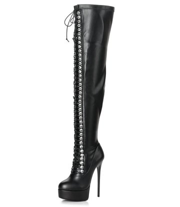 Giaro Black Lace-up Giaro "DOMINIQUE" thigh boots