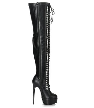 Giaro Black Lace-up Giaro "DOMINIQUE" thigh boots