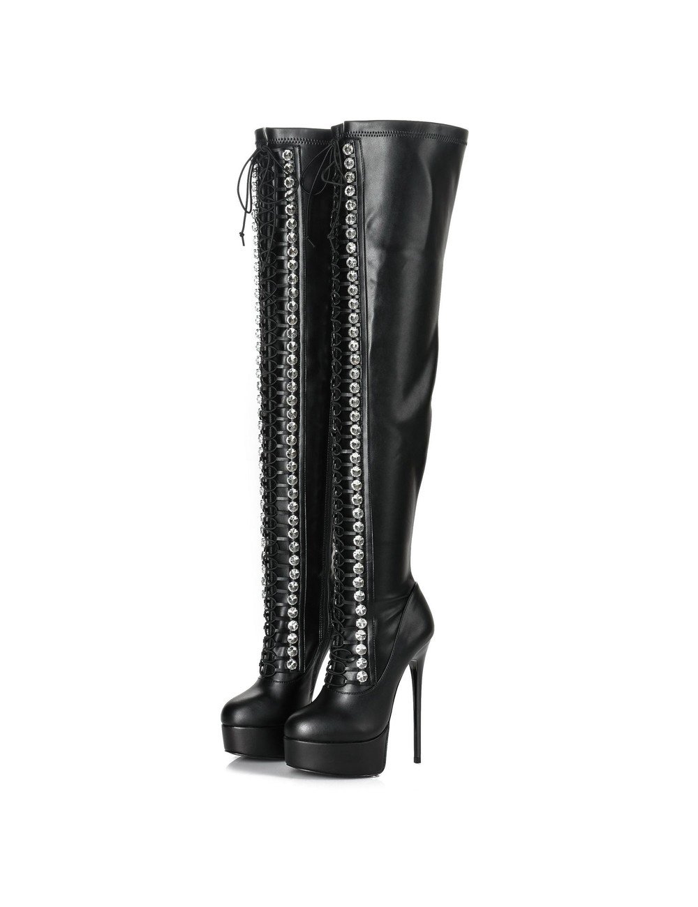 Giaro Black Lace-up Giaro "DOMINIQUE" thigh boots