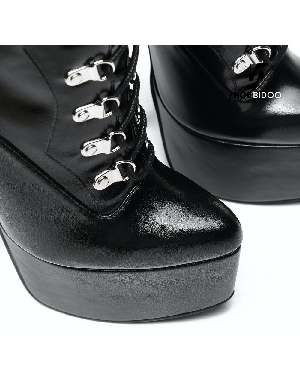 SLICK Black Giaro SLICK ENZO Fetish platform booties with silver heels