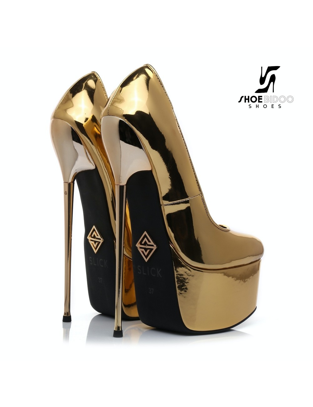 SLICK Gold shiny Giaro SLICK ESCALA platform pumps with gold heels