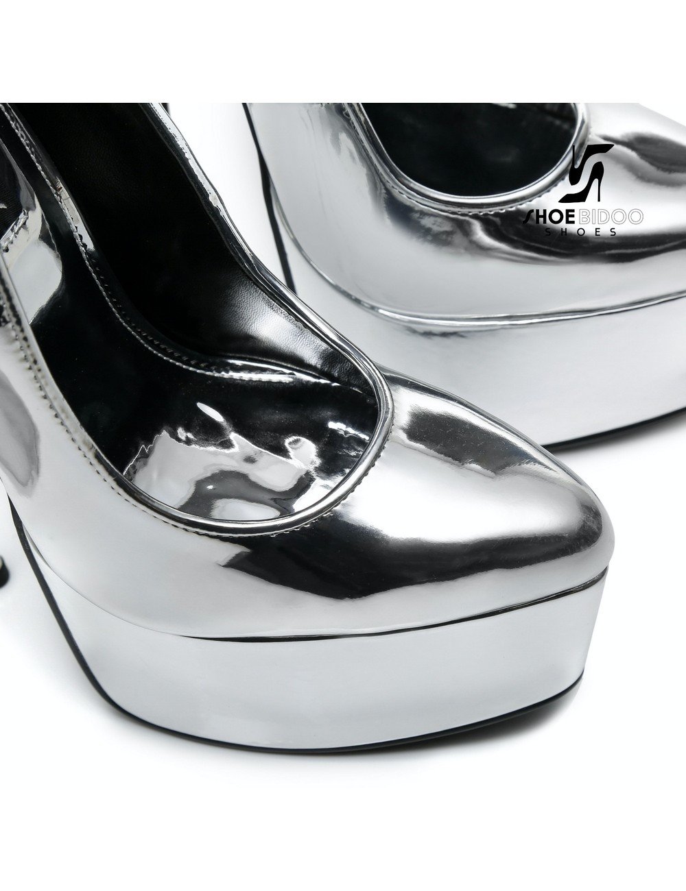 SLICK Liquid Silver Giaro SLICK ESCALA platform pumps with silver heels