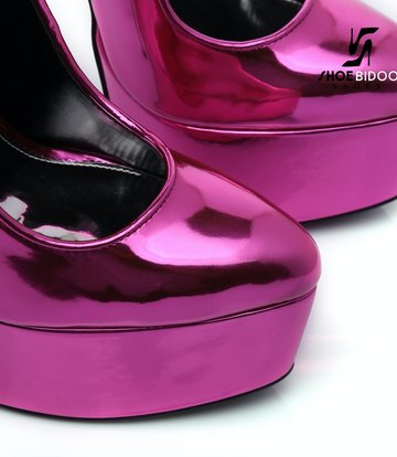 SLICK Liquid FUCHSIA Giaro SLICK ESCALA platform pumps with silver heels