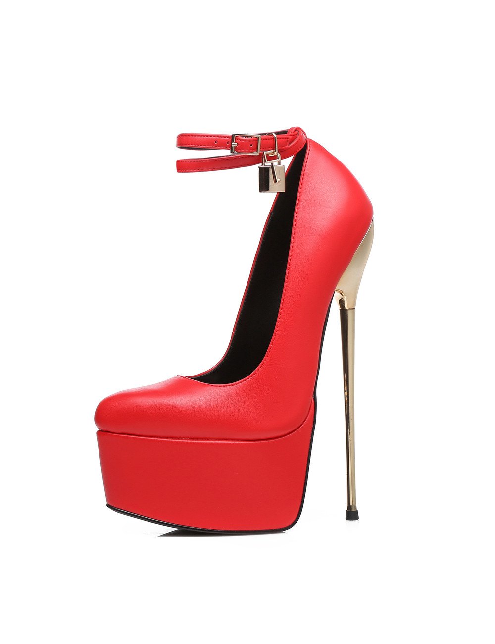 Red ESSENCE Giaro SLICK platform pumps with locking ankle strap - Giaro Heels | Official All High Heels