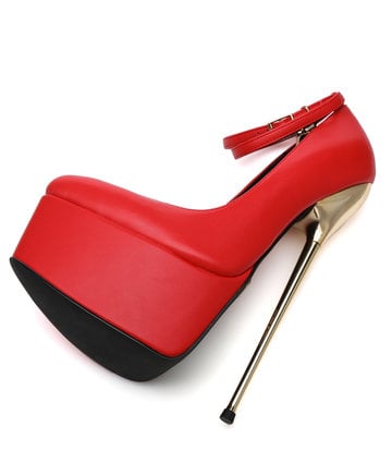 SLICK Rote ESSENCE Giaro SLICK Plateau-Pumps mit Knöchelriemen