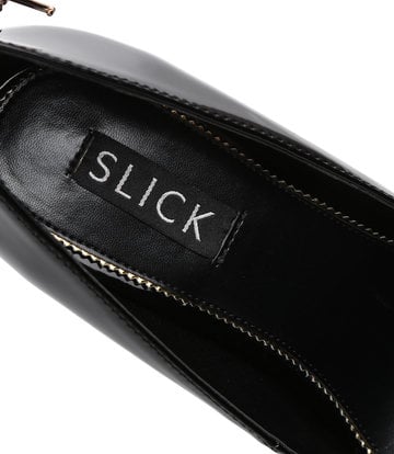 SLICK Black shiny ESSENCE Giaro SLICK platform pumps with locking ankle strap