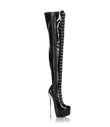 SLICK Schwarze Plateaustiefel mit hohem Metallabsatz