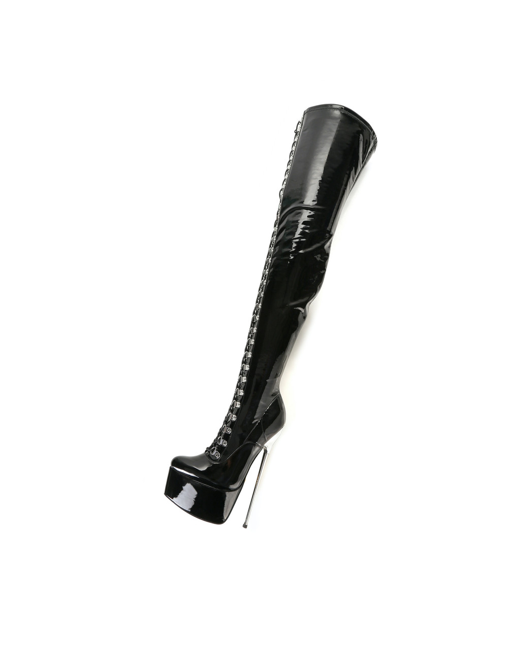 SLICK Schwarze Plateaustiefel mit hohem Metallabsatz