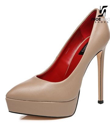 Giaro Giaro Platform pumps SCANT in Taupe with red lining