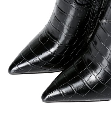 Giaro Giaro Mode Kniestiefel TAKEN in schwarzem Krokodil print