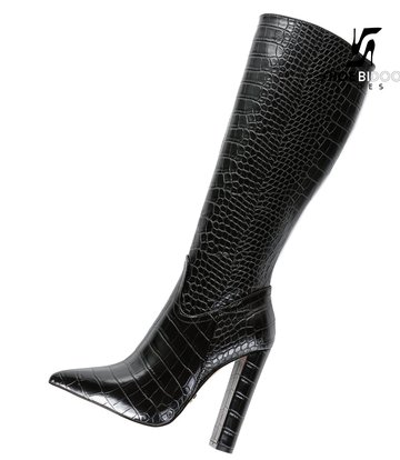 Giaro Giaro fashion knee boots TAKEN in black croc print