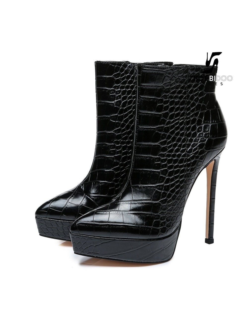 Giaro Giaro Platform ankle boots STACK in black croc print