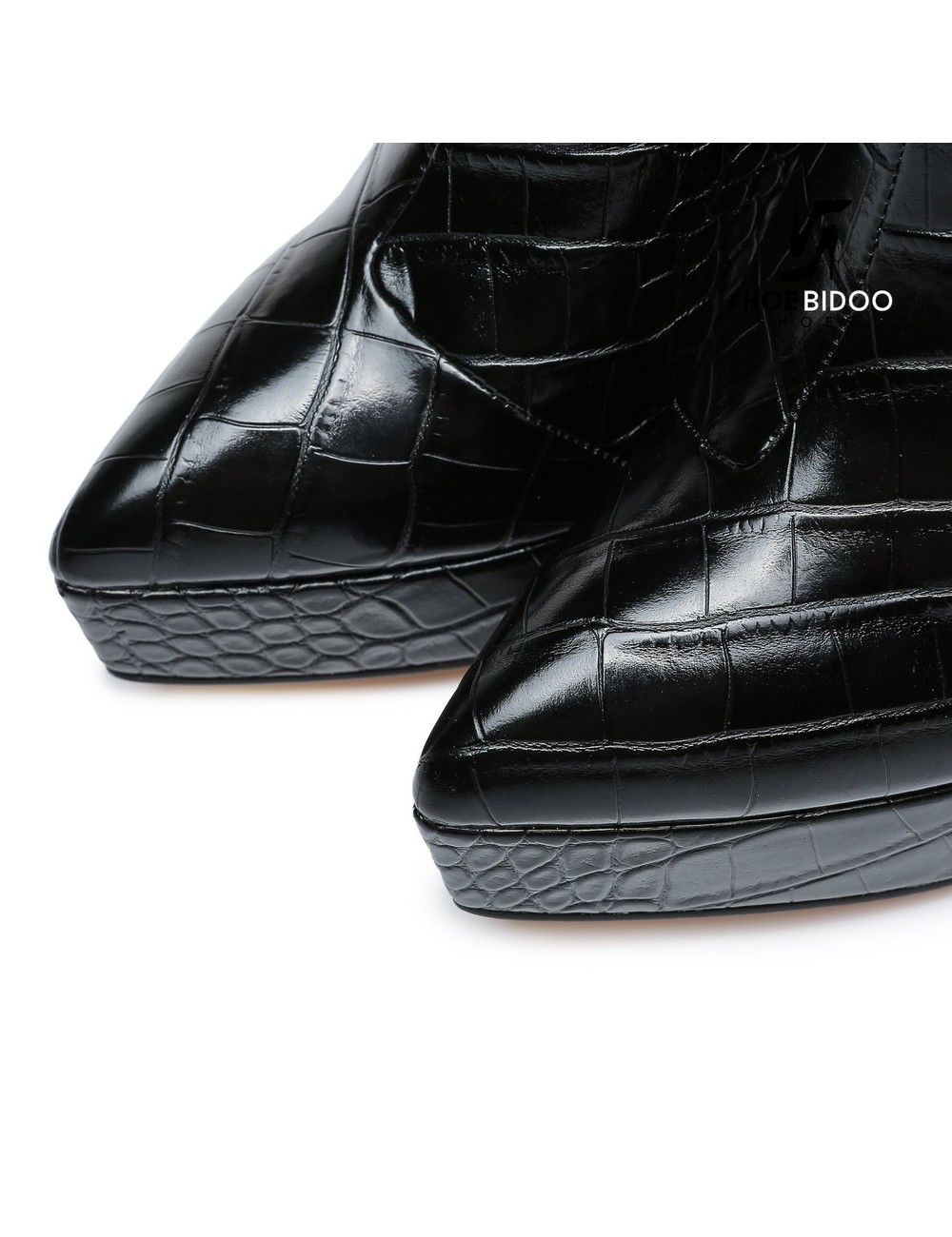 Giaro Giaro Platform ankle boots STACK in black croc print