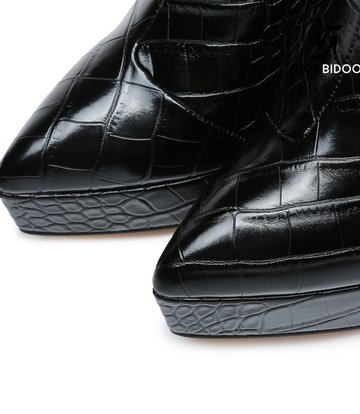 Giaro Giaro Platform ankle boots STACK in black croc print