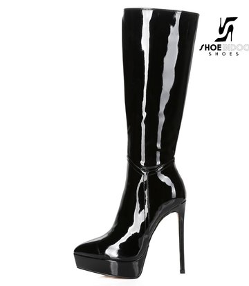 Giaro Giaro Platform knee boots SARAYA in black shiny