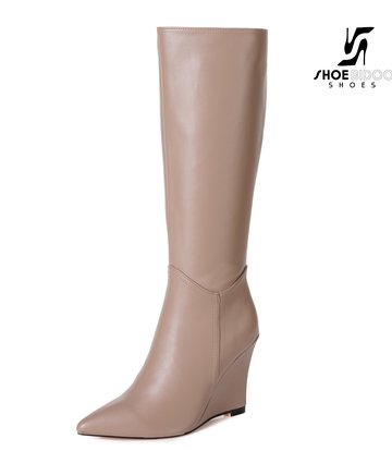 Giaro Giaro knee boots with wedge heel ELLA in taupe