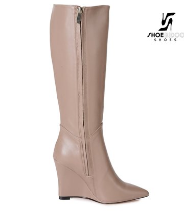 Giaro Giaro knee boots with wedge heel ELLA in taupe