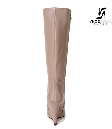 Giaro Giaro knee boots with wedge heel ELLA in taupe