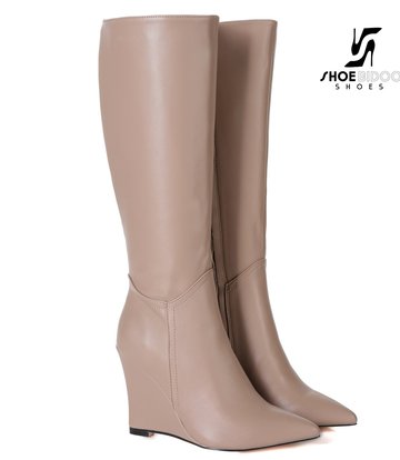 Giaro Giaro knee boots with wedge heel ELLA in taupe